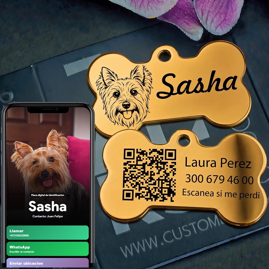 Bone Placa Para Mascota QR -signature