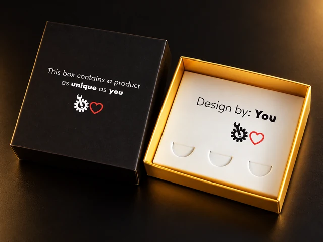Caja de regalo Custom Love negra con interior dorado